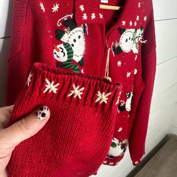 Heirloom Collectibles Snowman Hand Knit Christmas Sweater | Size L - Picture 2 of 8